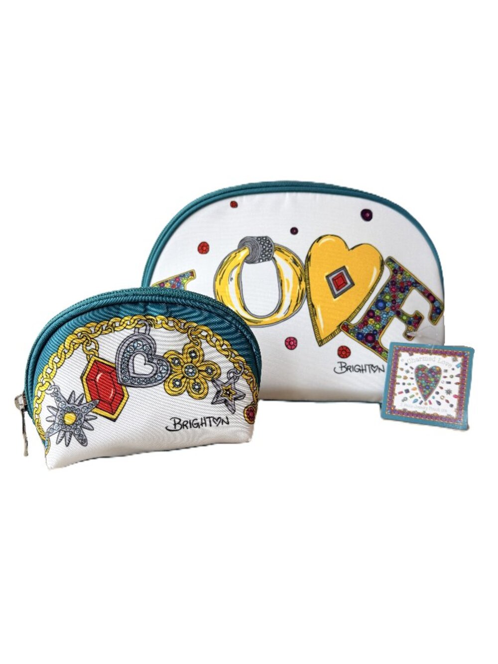 Brighton Charmed Love 2 Piece Jewelry Pouch Set NWT Cosmetic Travel Bag Gift